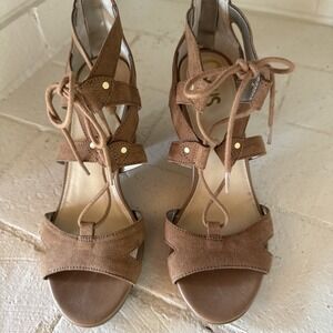 Circus By Sam Edelman Amelia Sandals Size 7 Brown Gladiator Block Heel Zip Back